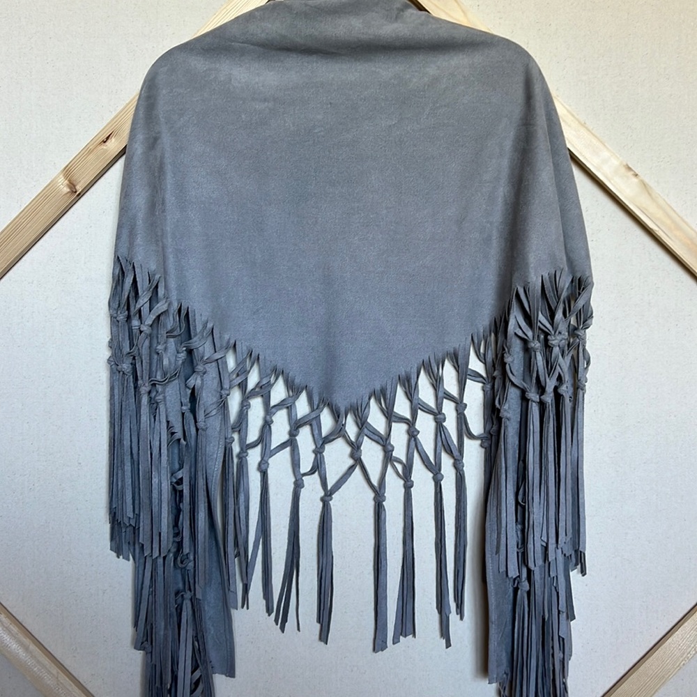 Anthropologie Faux Suede Fringe Poncho Scarf/ Taylor Swift Eras Tour
